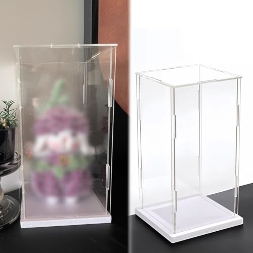 Vibeo Cajas de Metacrilato Caja Alta de Acrílico para Almacenamiento con Base de 9 mm, Vitrina Transparente Apilable para Muñecas, Vitrina a Prueba de Polvo para Figuras(40x40x45cm/16x16x18in)