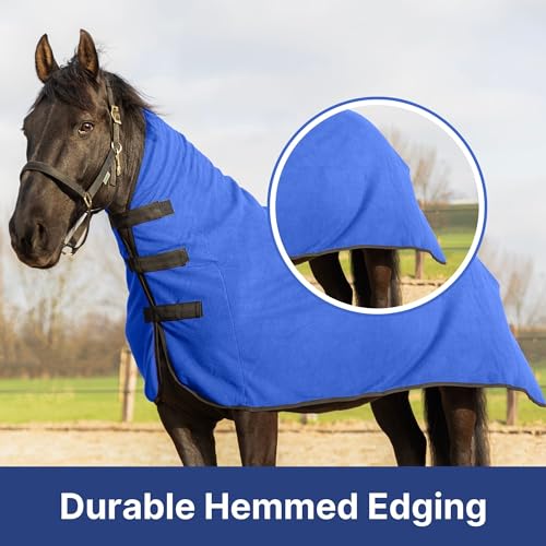 Image of RESISTANCE Fleece Contour Horse Cooler - Anti-Sweat Moisture Wicking, 3 Quick-Grip Neck Closures, Tail Cord, Durable Hemmed Edges, Polar Soft Fleece, Post-Exercise Cool Down