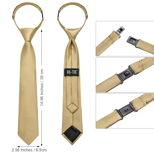 Image of Hi-Tie Pretied Boys Ties Solid Color Kids Adjustable Necktie Lapel Pin Clip Set Age 8-12 Wedding School Graduation