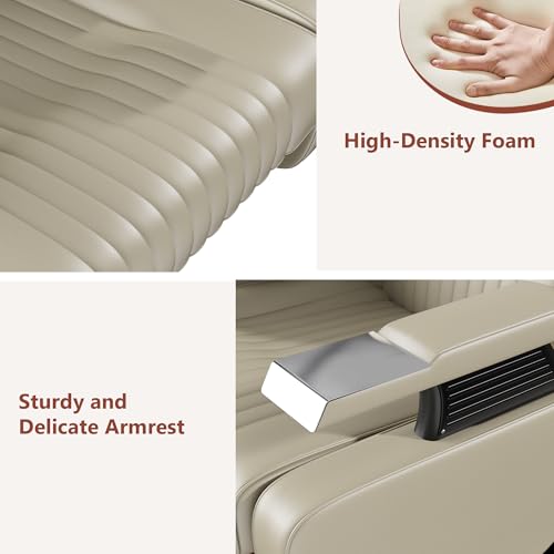 Image of Shampoo Bowl and Chair Set for Salon,Backwash Chair with Adjustable Tilting Porcelain Sink, Salon Hair Washing Station with Ceramic Shampoo Bowl Neck Rest,Beauty Spa Equipment (Light Taupe)