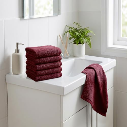 Image of MYTRIDENT Face Towel | Urban Comfort | Quick Drying | Travel Friendly | for Men /Women | 6 Pc Face Towel (30 cm x 30 cm) | 100% Cotton 450 GSM - Wine Red