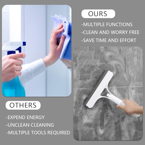 Image of Generic Shower Squeegee for Shower Glass Door, Spray Water and Wipe 2 in 1, Bathroom Cleaner Tool Household Window, Kitchen tabletop, Mirror Squeegee, Tile Wall, Car Windows (10 Inches-White)