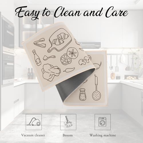 Fecialy Kitchen Rug Set 2 Pieces, Carpet Runner Rugs and Mats Non Slip Washable Kitchen Runner Rug 40x60+40x120CM Floor Mat for Hallway Entryway Laundry Besides - Image 6