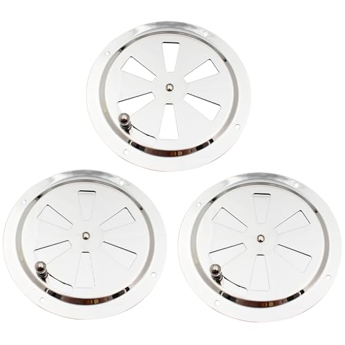 Kaimeilai 3 Stück Edelstahl Lüftungsrosette, 125mm Lüftungsblech Rundlüfter Verschließbar, Lüfterblech Rund Kiemenlüfter Edelstahl Grill, für Smoker, Boot Camper
