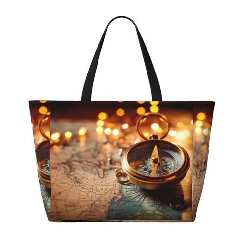 Compass Map Nautical Beach Tote Bag For Women Beach Bag Waterproof And Sandproof Tote Bag Large Travel Bag2