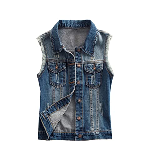 Gilet court en jean pour femme grande taille 3XL coloris bleu marine