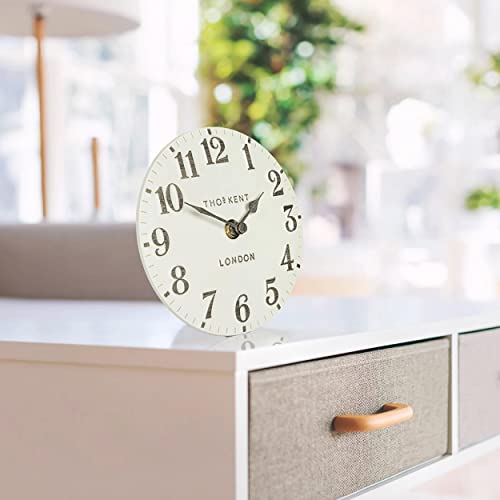 OloreHome Thomas Kent Arabic Mantel Clock Limestone 15cm, Multicolored, 19.6 x 19.5 cm