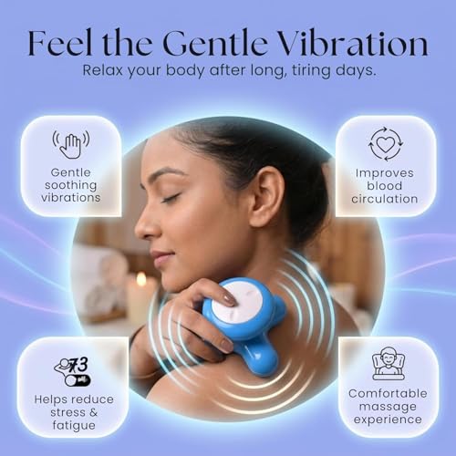 Image of EESOME Mini Electric Body Massager for Pain Relief & Relaxation | USB Powered Full Body Vibration Massager for Neck, Back, Shoulder & Legs | Portable Handheld Massager | Batteries Not Included