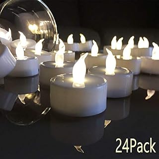 VETOUR Flameless Tea Lights Candles Realistic LED Flickering Operated Tea Lights Steady Battery