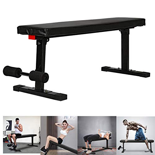 【3-7 Days Delivery】Flat Utility 600Lbs Foldable Capacity Weight Bench, 45'' Flat Bench Workout Utility Bench Capacity Sit Up Bench Weight Training and Abdominal Training Folding Bench Price Cut $8 (A)