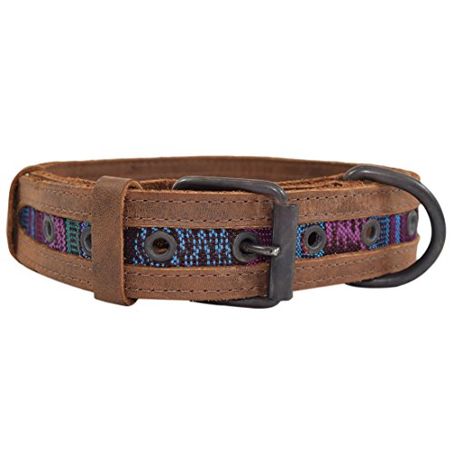 Rustic Mayan Dog Collar Handmade by Hide & Drink :: Tropical Blue