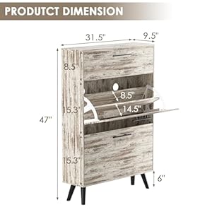 Mu shoe cabinet storage for entryway shoe organizer with 2 flip drawers hidden shoe cabinet slim enclosed shoe rack white  urban country home decor