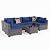 Kullavik 7 Pieces Outdoor Patio Furniture Set,PE Wicker Rattan Sectional Sofa Patio Conversation Sets with Tempered Glass Table,Navy Blue