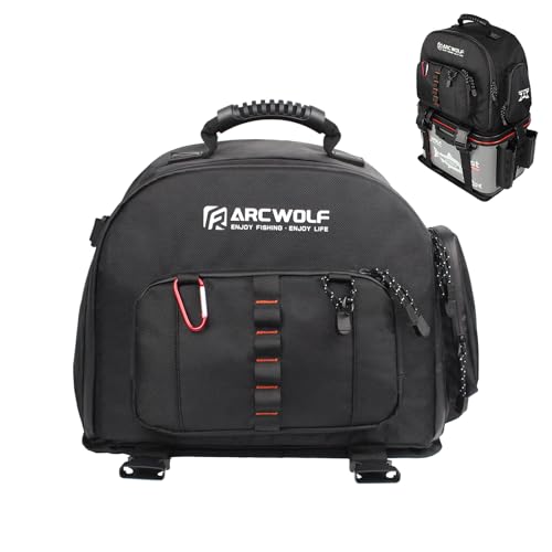 [ARCWOLF] フィッシングリュック 大きいサイズ 拡張性 防水ジッパー​ 釣り タックルバッグ ロッドホルダー バッグパックメンズ 大容量 釣りバッグ