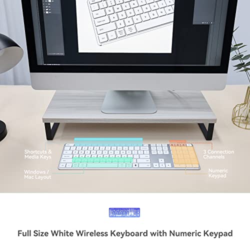 Ausdom White Wireless Full Size Keyboard: Bluetooth Multi-Device Usb Cordless Slim Quiet Keyboard With Numberpad, Rechargeable Noiseless Silent Universal Flat Keyboard For Mac Imac Macos Pc Computer thumb #8