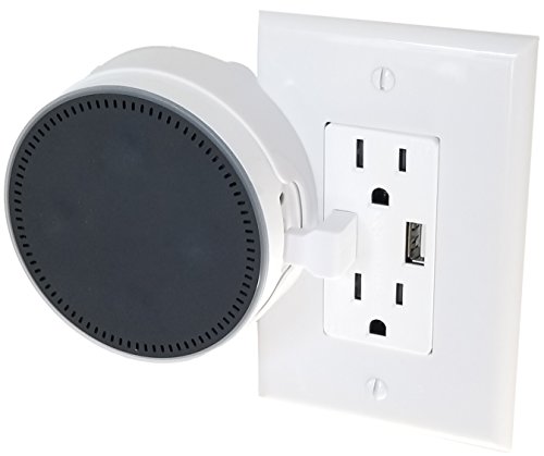 The USB Outlet Cover Plate Mount for Amazon Echo Dot 2nd Generation Alexa by Dot Genie: The Simplest Built-in Holder Mount. Great for Home and Business (White, 1-Pack)