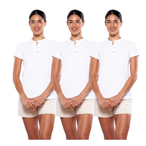 Lista de Playera Polo Blanca los 5 mejores. 50 Alfani Paquete de 3 Camisetas Tipo Polo para Mujer Dama Manga Corta 100% Algodón Blanco-M