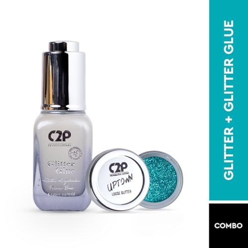 Image of C2P Pro Sparkle Duo Glitter and Glue Kit - Eyeshadow for Eye & Body Makeup | Waterproof, Quick-Drying for Stunning Shimmer Looks (Fantasy Blue 04)
