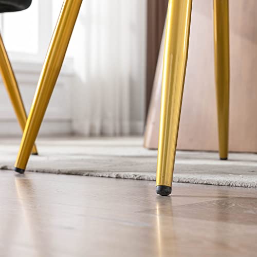 Vescasa Velvet Dining Chairs With Padded Back, Modern Upholstered Accent Chairs With 4 Gold Metal Legs For Dining/Living Room/Bedroom, Set Of 2, Black #TOP7