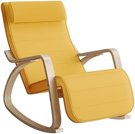 SONGMICS LYY010Y01 fotel bujany, z podłokietnikami z drewna brzozowego,...