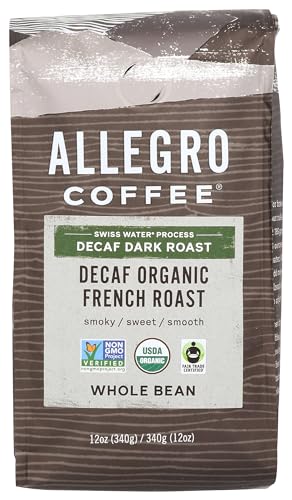 Allegro Coffee Decaf Organic French Roast Whole Bean Coffee, 12 Ounce (Pack of 1)