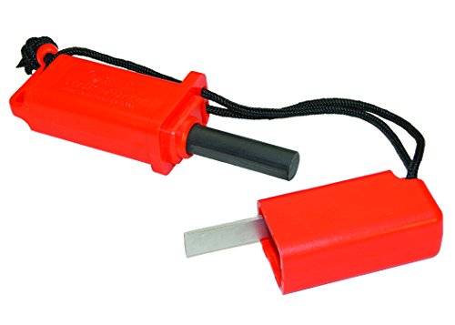 ust StrikeForce Fire Starter with Tinder, Durable Construction and Lanyard for Camping, Backpacking, Hiking, Emergency and Outdoor Survival, One Size, Model Number: 20-12147, Orange