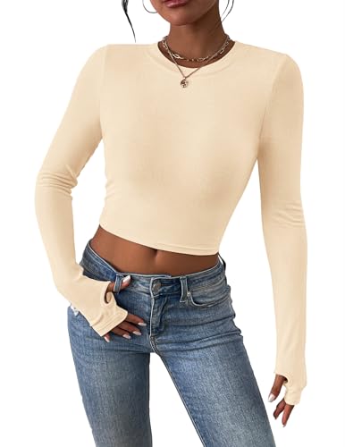 PRETTYGARDEN Women's Long Sleeve Crop Tops Y2K Spring Fall Fashion Clothes Basic Slim Fit Tee Shirts Blouse - Image 6