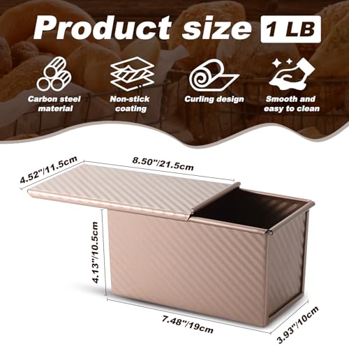 Carbon Steel Pullman Loaf Pan with Lid, Non-Stick Baking Pan for Bread, 1 lb Dough Capacity, Send Goods from Local Warehouse - Image 3