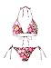 SHENHE Women's 3 Piece Cheetah Bikini Set Floral Triangle Halter String Swimsuits with Cove Up Pink X-Small