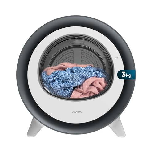 Cecotec Secadora Compacta Evacuación 3Kg Bolero DressCode Dry 3500V Silver. 8 Programas, Secado Automático Inteligente, Control Touch, Función UV Care, Tambor Inox, Antiarrugas, Blanco, Gris Cromado