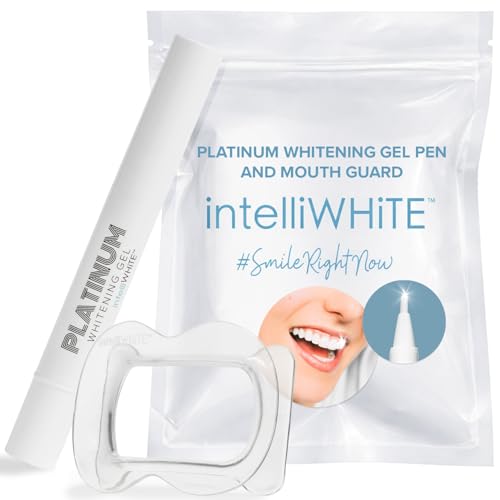 Image of intelliWHITE Platinum Teeth Whitening Pen Kit with Mouth Guard, 14% Hydrogen Peroxide Whitening Treatment, Removes Stains, Safe for Veneers Crowns & Caps, Dentist Formulated, Made in USA
