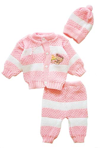Image of Abelito Newborn Baby Boy's Girl's Unisex Warm Winter 3 Pieces Crochet Set