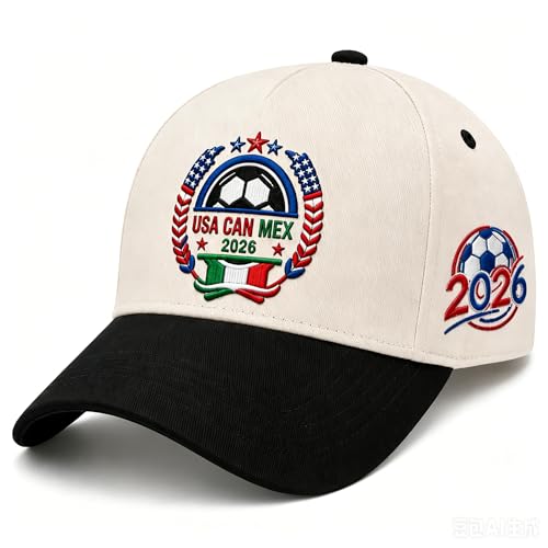 2026 World Cup Soccer Fan Cap USA Canada Mexico Inspired Embroidered Cotton Baseball Hat Adjustable Sports Cap for Men Women