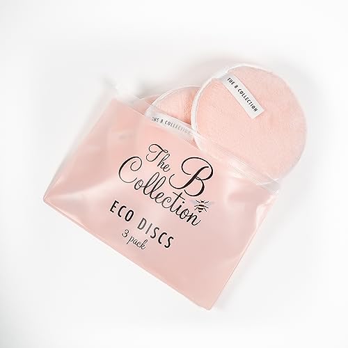 The B Collection Eco Discs - Almohadillas desmaquillantes de microfibra con bolsa reutilizable resellable, 3 unidades