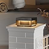 ZRJJMLAN Outdoor Post Lights, Modern Column Light Waterproof 7.87'' Pillar Lamp, LED Fence Cap Lantern Fixture High Voltage Wired, Aluminum Outside Lantern Landscape Lighting for Patio Garden Deck