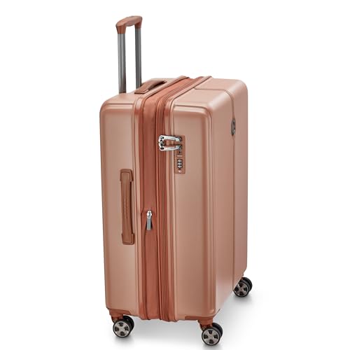 Image of DELSEY PARIS Bianca 66 cms Medium Check-in ABS /Polycarbonate Hard Sided 8 Wheels and Expandable Spinner Suitcase /Trolley Bag for Travel with TSA Lock- Mocha