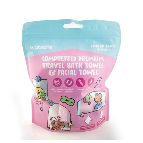 WATSONS Line Friends Minini Compresed Premium Travel Bath Towel & Facial Towel 6s