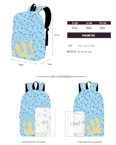 Ice Cream Backpack Kawaii Shoulder Bagpacks Cute Large Capacity Daypack Lightweight Daily Use Travel Hiking Camping (Purple)3