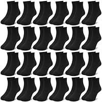 ZERULETS 24 Pairs Boys Girls Socks Kids Socks Toddler School Socks Black Boys Sports Socks for 1-13 Years