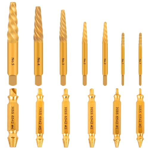 CLEVEROOL Damaged Screw Extractor Set, 13Pcs Easy Out Bolt Extractor Set Drill Bit Tools for Removing Rusty Broken Hardware, Spiral Screw Extractor for Stripped Screws Nuts & Bolts