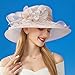 Women Organza Church Derby Hat Wide Brim Sun Hats for Wedding Tea Party Fascinator Hat Fashionable Wide Brim Fedora (Pink, One Size)