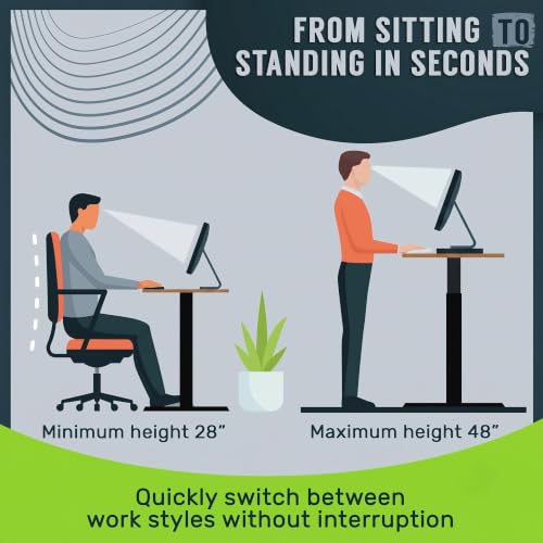 Image of TechOrbits Electric Standing Desk Frame 60 x 24 Inch Tabletop - Motorized Workstation Two Leg Stand Up Desk with Memory Settings and Telescopic Sit Stand Height Adjustment (Black Frame /Wood BrownTop)