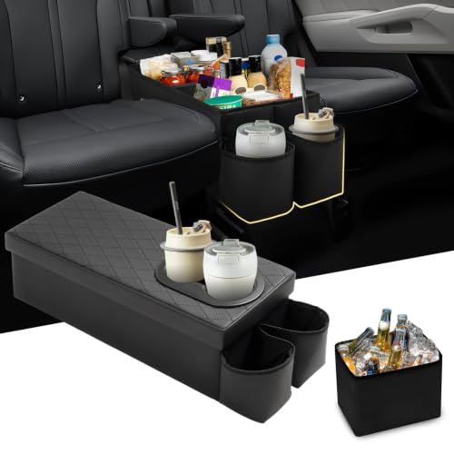 Image of Mixsuper Liner Car Seat Organizer for Kia Sorento 2021-2026, Console Organizer Backseat Box with Cup Holders for Kia Sorento, Kids Toys Baby Supplies Dog Toy Box Storage Bin Travel Accessories