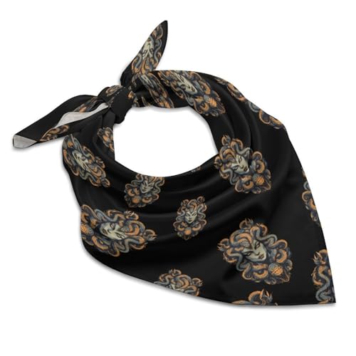 Medusa Bandanas Face Mask Square Scarf Headwear Silk Head Scarves Lightweight Wrap Neck Scarf