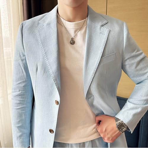 Linen Suit for Men 2 Piece Summer Classic Fit Men's Suit Outfits for Mens Suits2