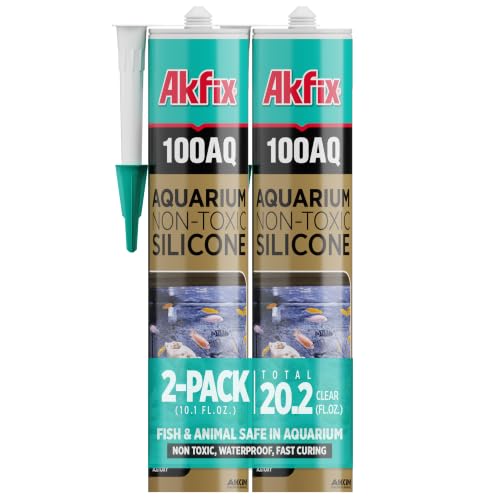 Akfix 100AQ Aquarium Sealant Clear (2x10.1 fl. oz.) – 100% Waterproof, Fish-Safe, High-Speed Curing and Strong Adhesion, Non-Toxic Glass Adhesive for Aquarium Repair | Clear, 2 Pack