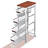 Ultra Slim 5-Tier Rolling Fruit & Vegetable Storage Cart with Removable Drawers,...