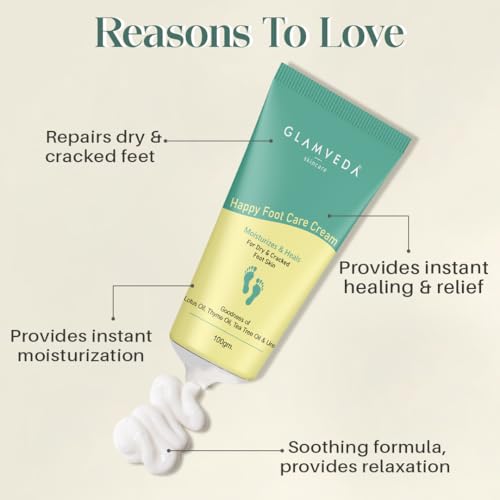 Image of Glamveda Happy Foot cream | Crack Heel Repair Cream for Women | Deep Moisturizing Foot Cream & Crack Cream for Smooth Skin| Suitable for all skin types | 200gm