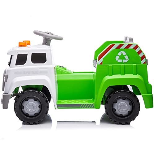 Sopbost 12V Ride On Garbage Truck With Remote Control Ride On Trash Truck For Toddlers, Battery Powered Electric Car For Boys Girls, Led Warning Lights, Sound, Recycling Cards (Green) #TOP1