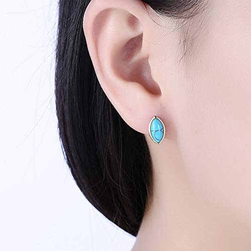 Boucles d'oreilles pierre bleue vintage en forme d'olive, le cadeau d'anniversaire idéal - 5